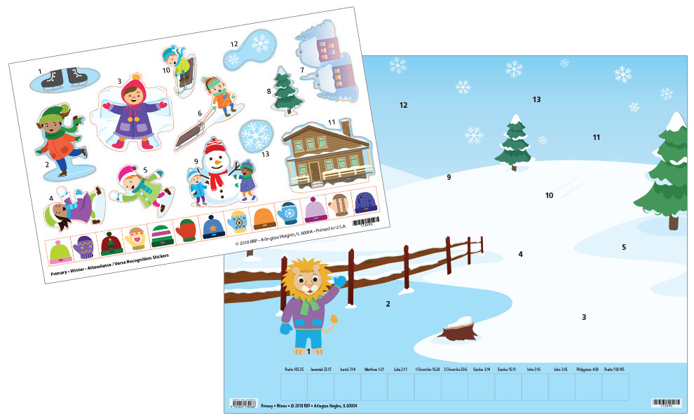 Primary Attendance/Verse Charts and Stickers <br>Winter 2022-23