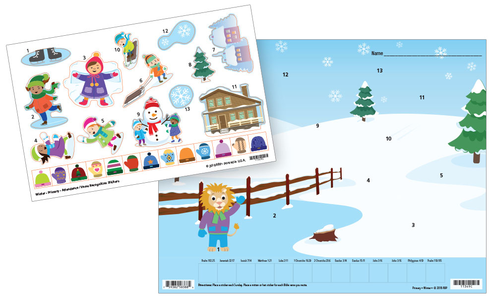 Primary Attendance/Verse Charts and Stickers <br>Winter Year 1