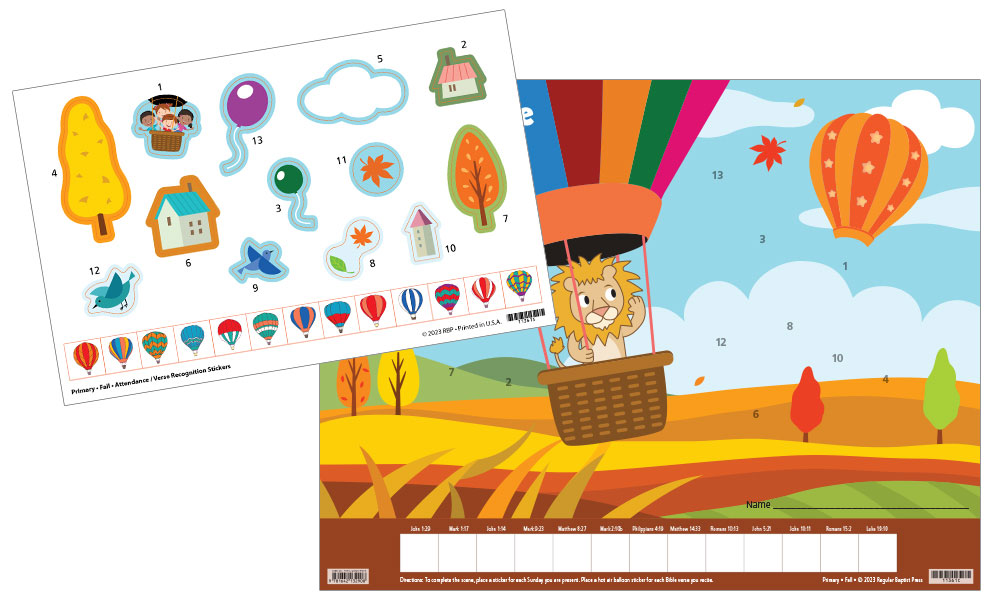 Primary Attendance/Verse Charts and Stickers <br>Fall 2025