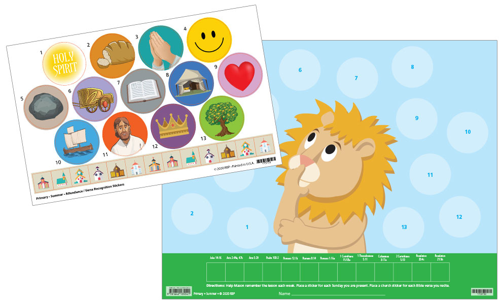 Primary Attendance/Verse Charts and Stickers <br>Summer 2022