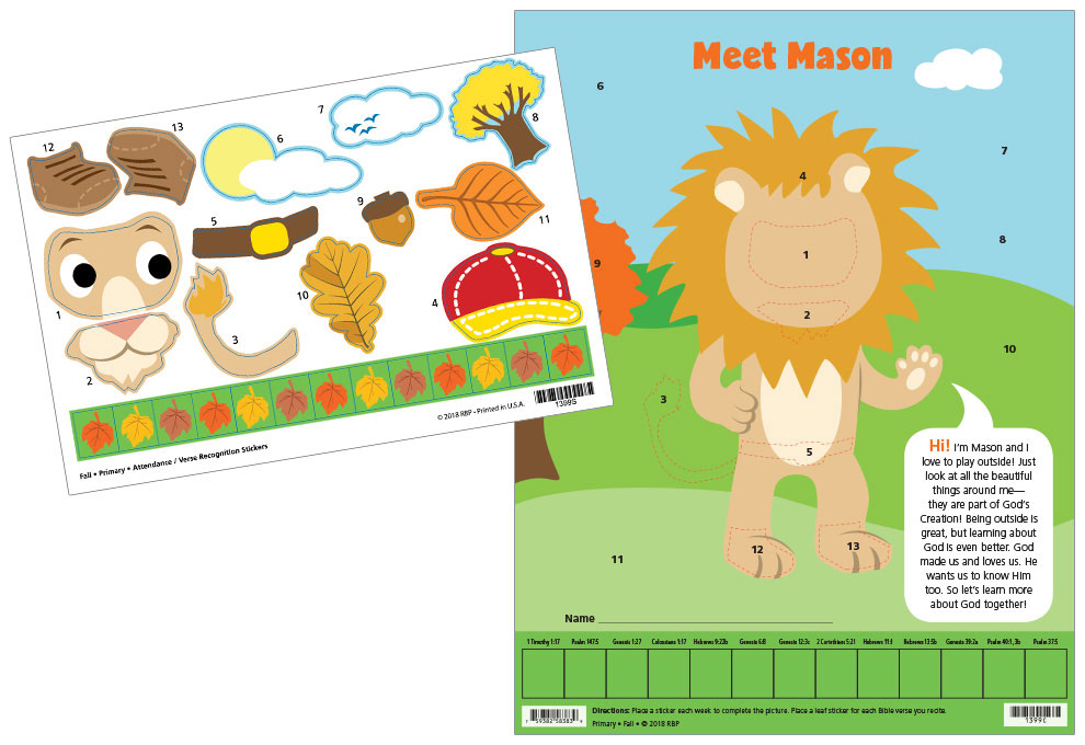 Primary Attendance/Verse Charts and Stickers <br>Fall Year 1
