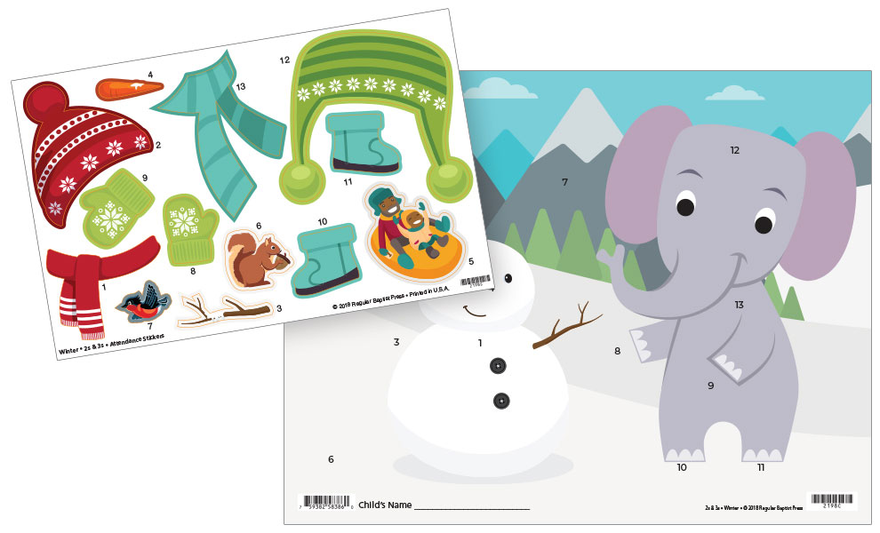 2s & 3s Attendance Charts and Stickers <br>Winter Year 1