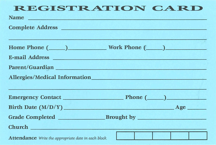 Registration Cards <br>VBS 2024