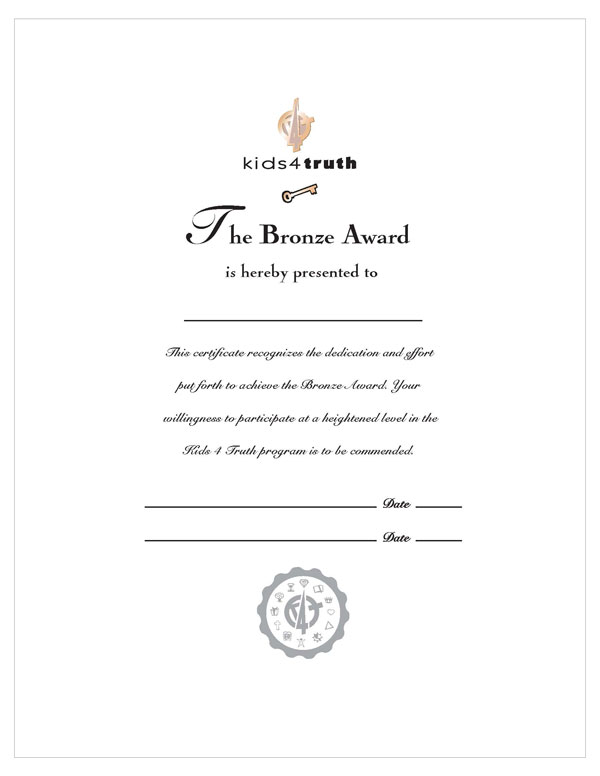 Bronze Award Certificates