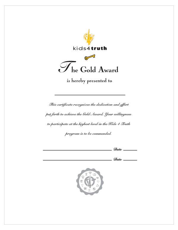 Gold Award Certificates