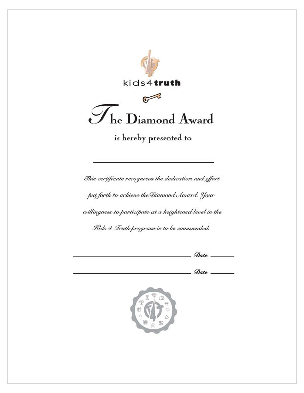 Diamond Award Certificate