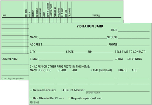 Church Visitation Card